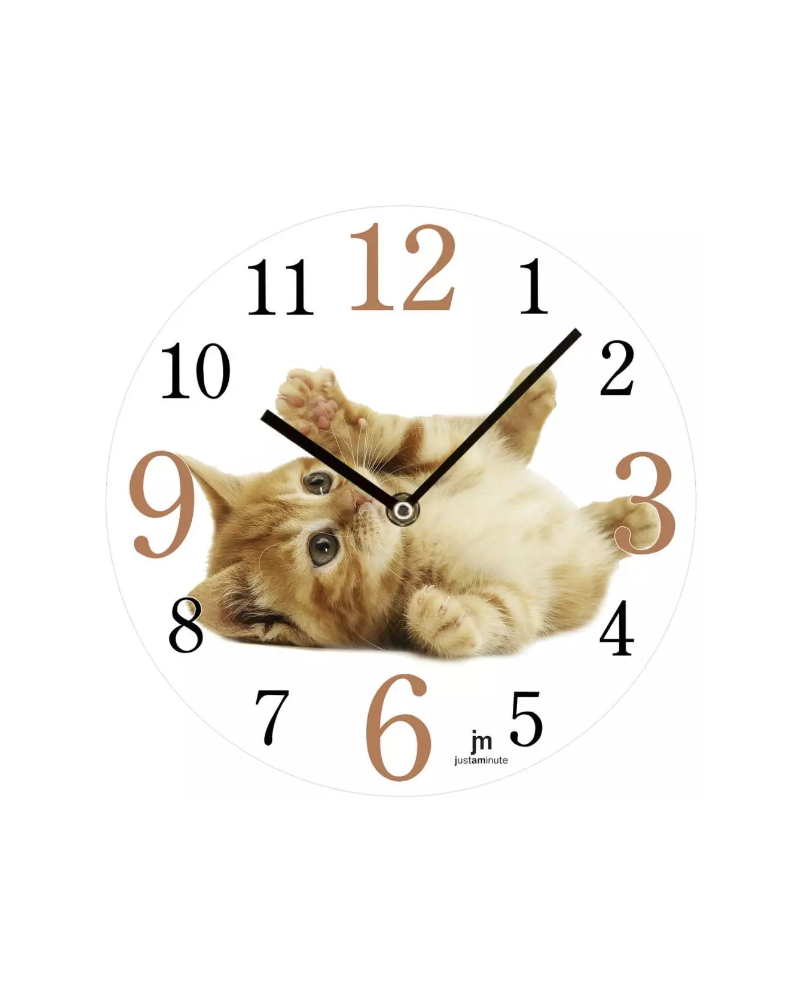 21-14843 Kinder Wanduhr mit Katzen Motiv