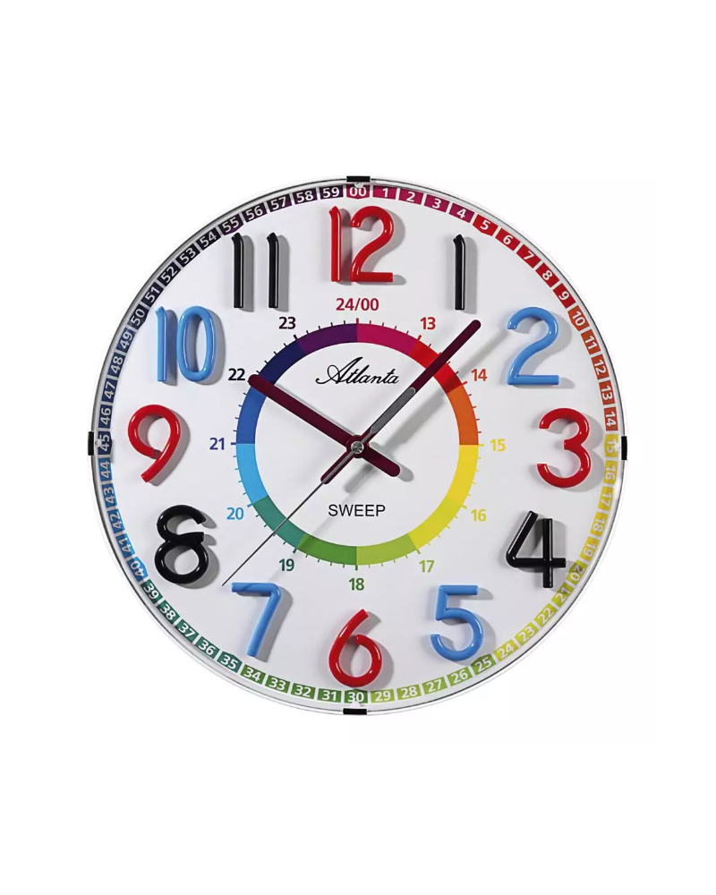 03-4480-0 Wanduhr Atlanta mit bunt aufgesetzten Zahlen