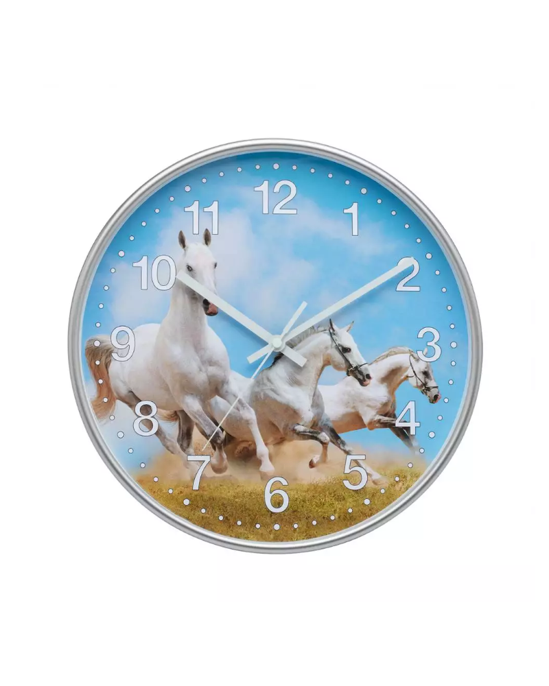 46-2007-07 Kinder Wanduhr mit Pferde Motiv