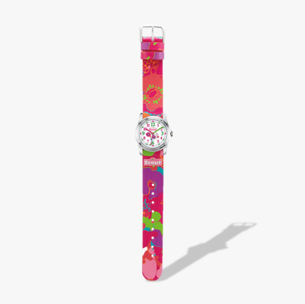 280301026 Kinderuhr mit floralem Motiv