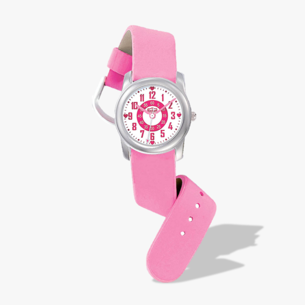 280306000 Kinderuhr pink mit Metallgehäuse