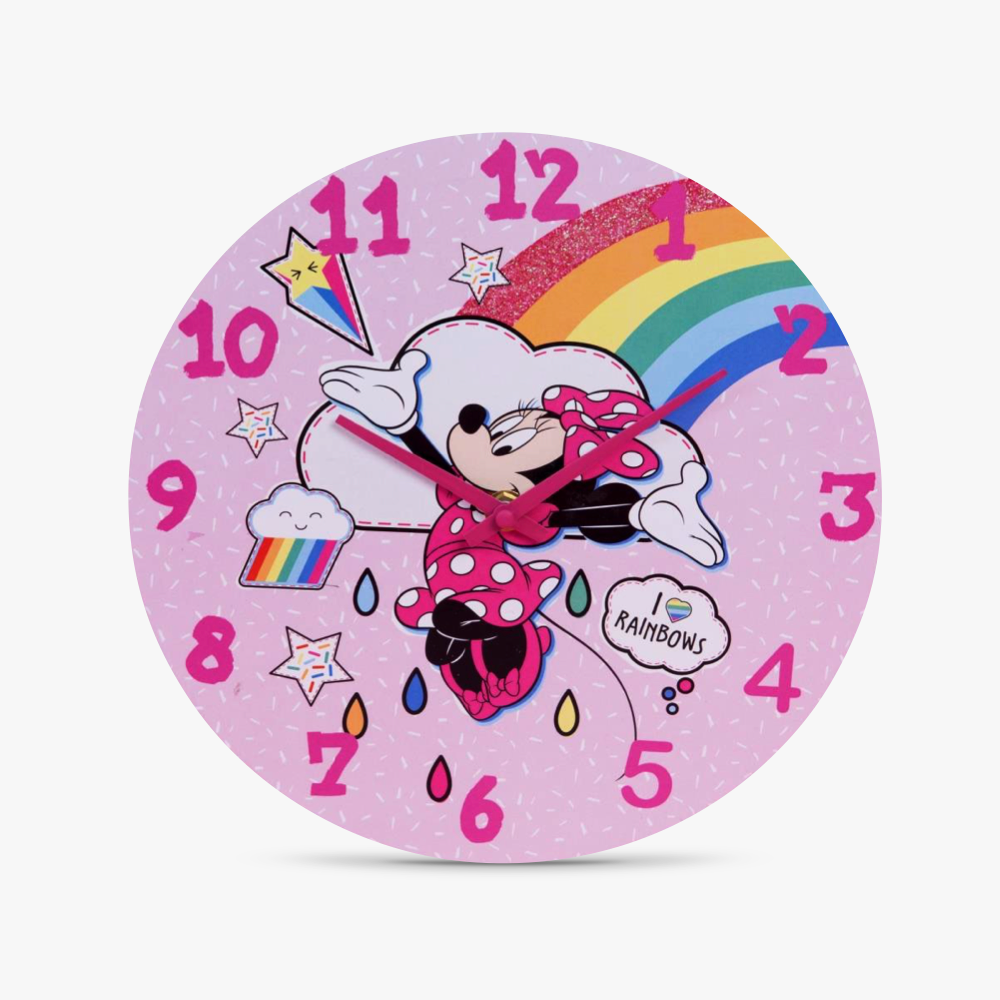 11-DI489 Kinder Wanduhr mit Minnie Mouse Motiv