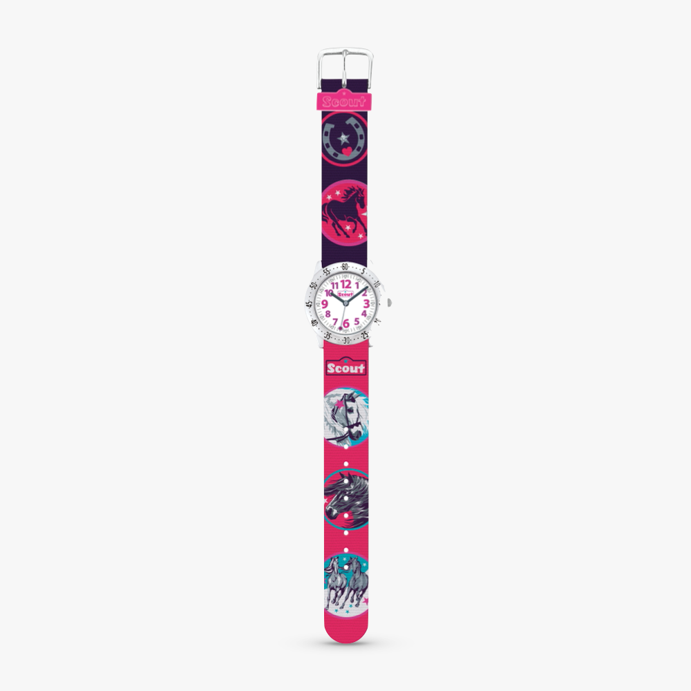 280378015 Kinderuhr mit Pferde Motiv