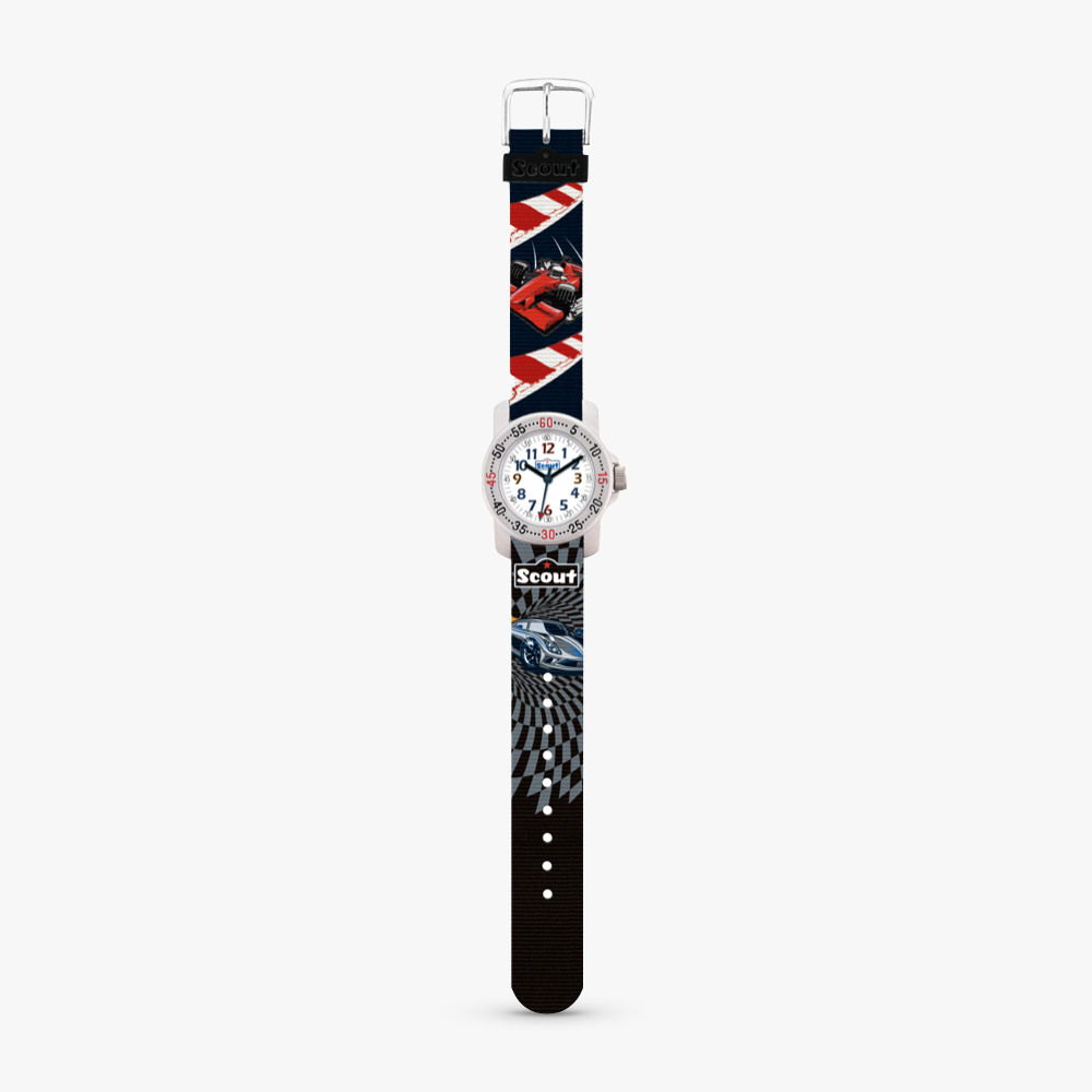 280376008 Kinderuhr mit Rennwagen Motiv