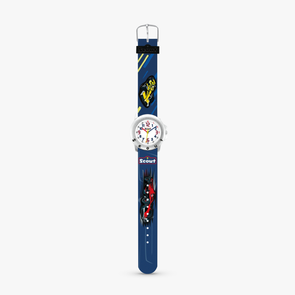 280393032 Kinderuhr mit Rennwagen Motiv