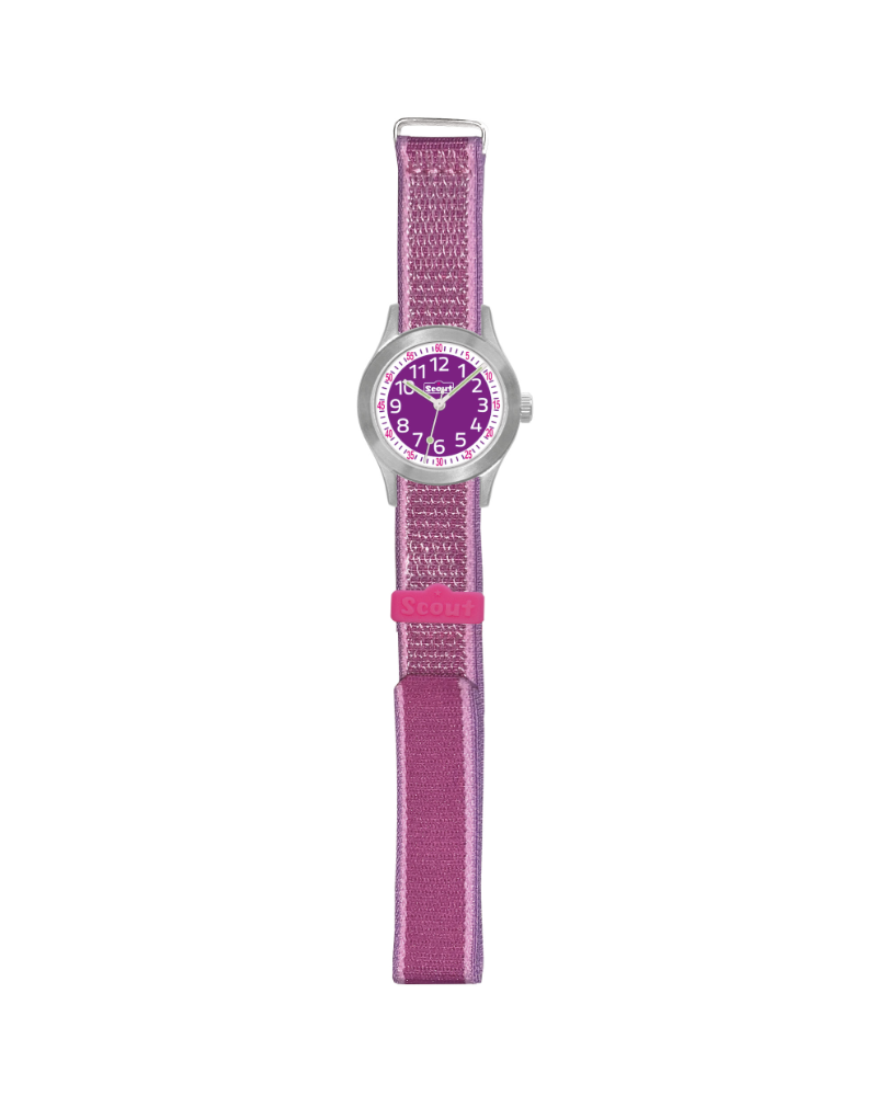 280311001 Kinderuhr pink mit Edelstahlgehäuse