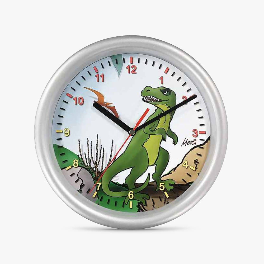 04-80050 Kinder Wanduhr mit Dinosaurier Motiv