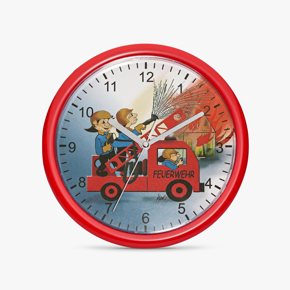 04-80025 Kinder Wanduhr mit Feuerwehr Motiv