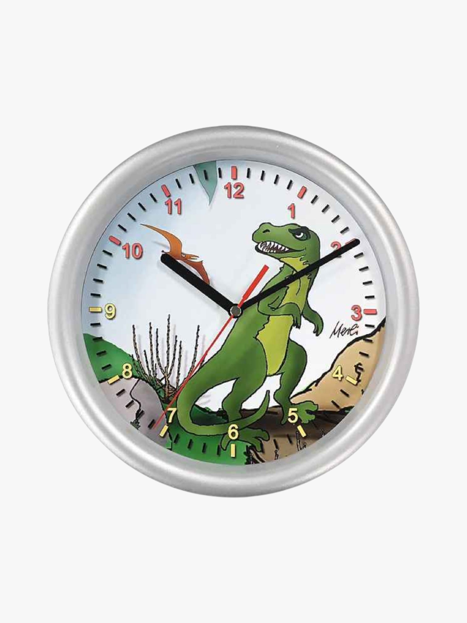 04-80050 Kinder Wanduhr mit Dinosaurier Motiv