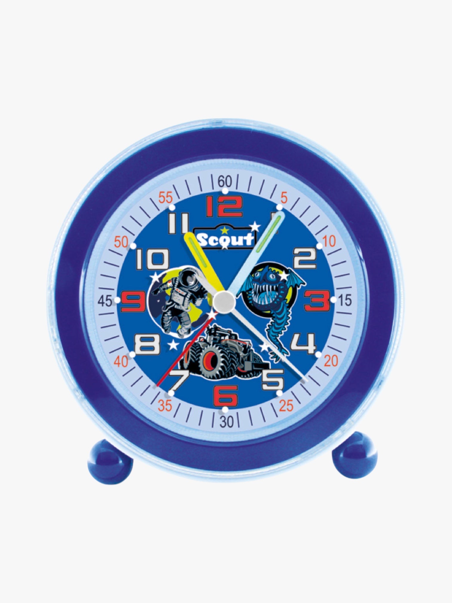280001039 Kinderwecker mit Motiven: Monster, Traktor, Astronaut