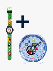 280305041 Kinderuhr + 280001032 Kinderwecker mit Dinosaurier Motiv (2er-Set)