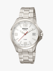 KRAHL Uhren & Schmuck Boccia Titanium Herrenuhr aus Reintitan mit weißem Zifferblatt, Saphirglas und Datumsanzeige