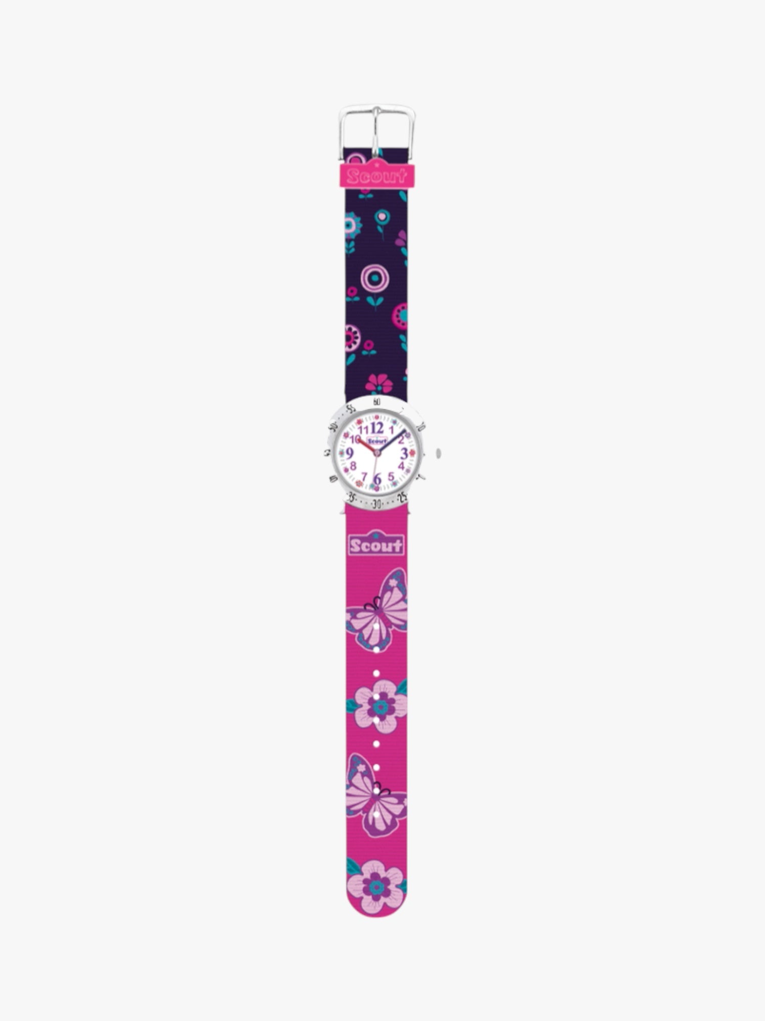 280378014 Kinderuhr mit Schmetterling Motiv