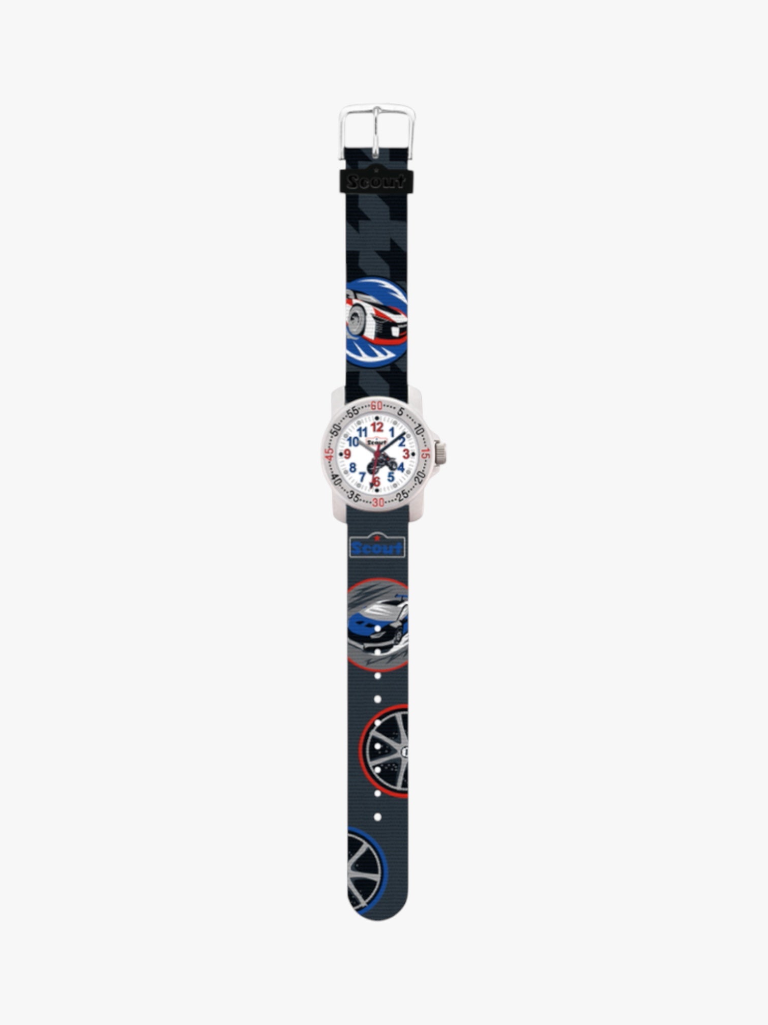 280376013 Kinderuhr mit Rennwagen Motiv