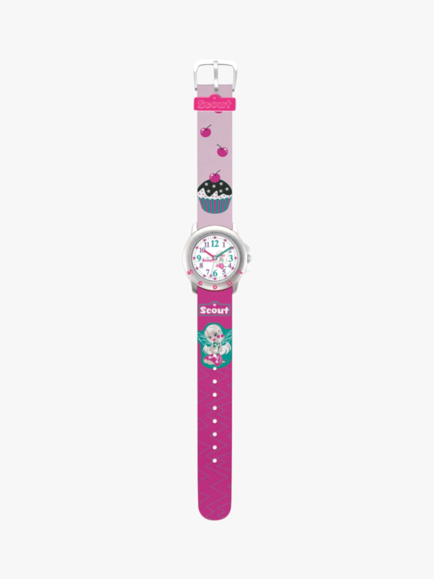 280393036 Kinderuhr pink mit Motiv Elfe