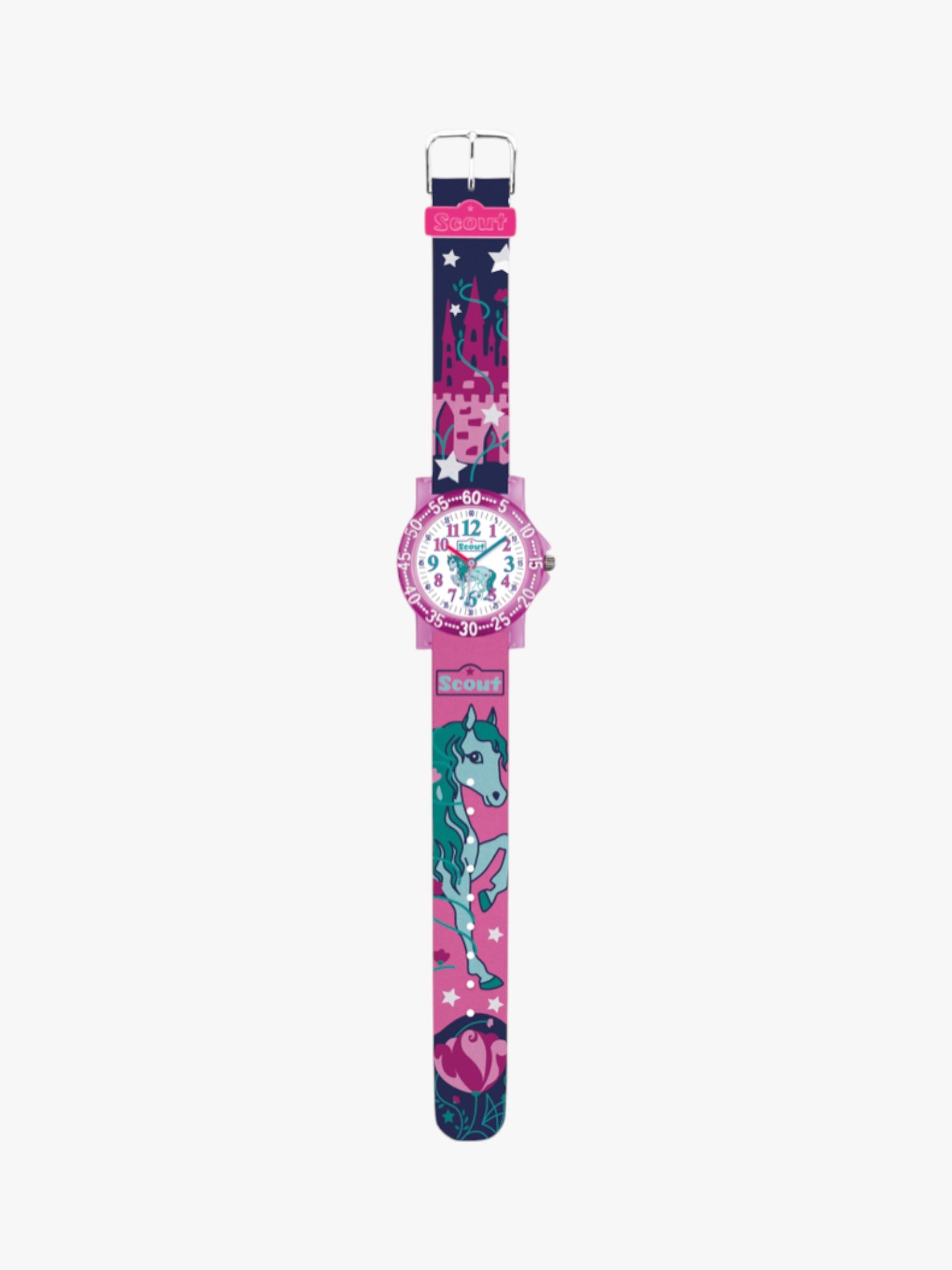 280375031 Kinderuhr pink mit Motiv Pferd