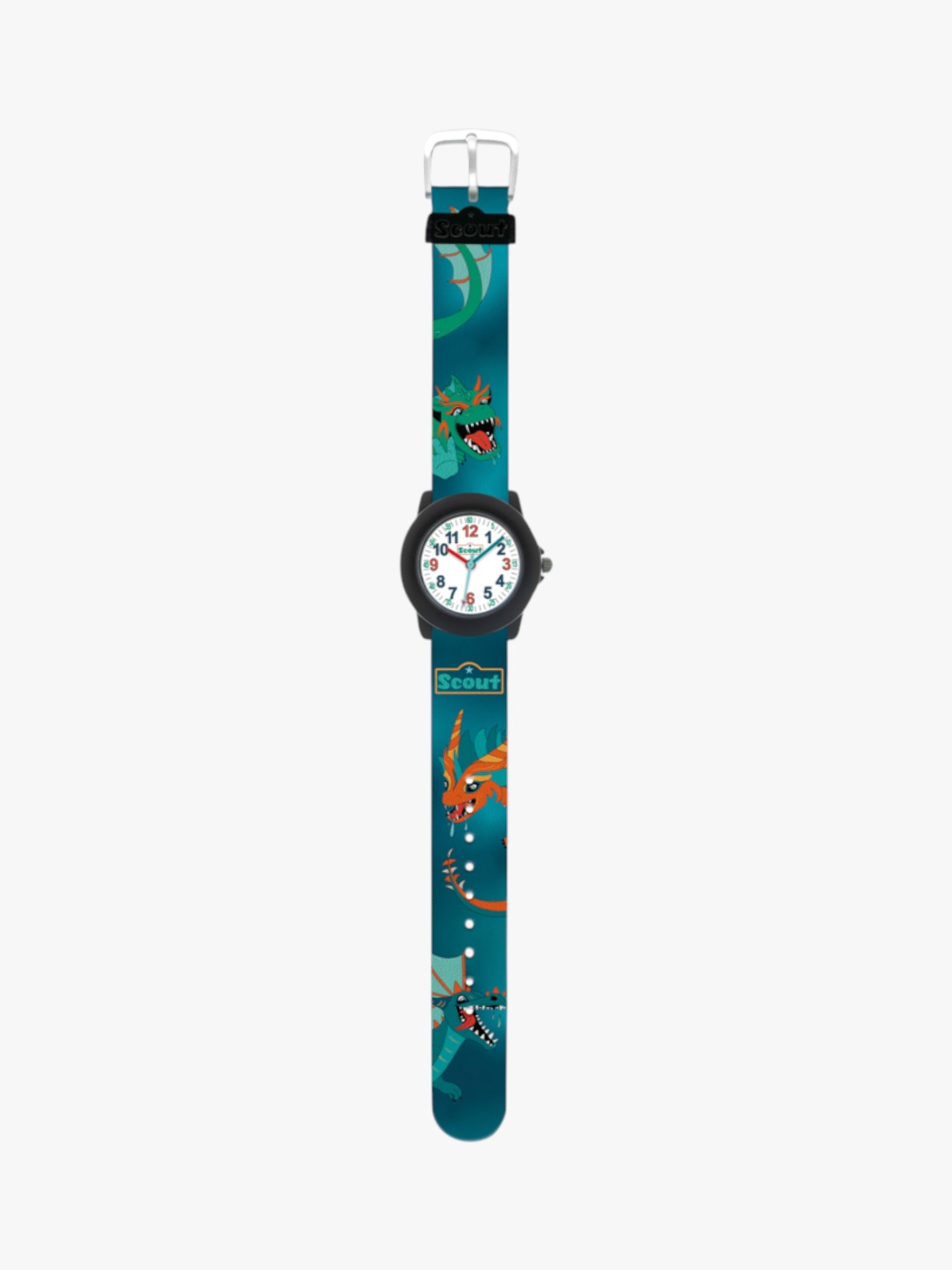 280305044 Kinderuhr petrol mit Seeungeheuer Motiv