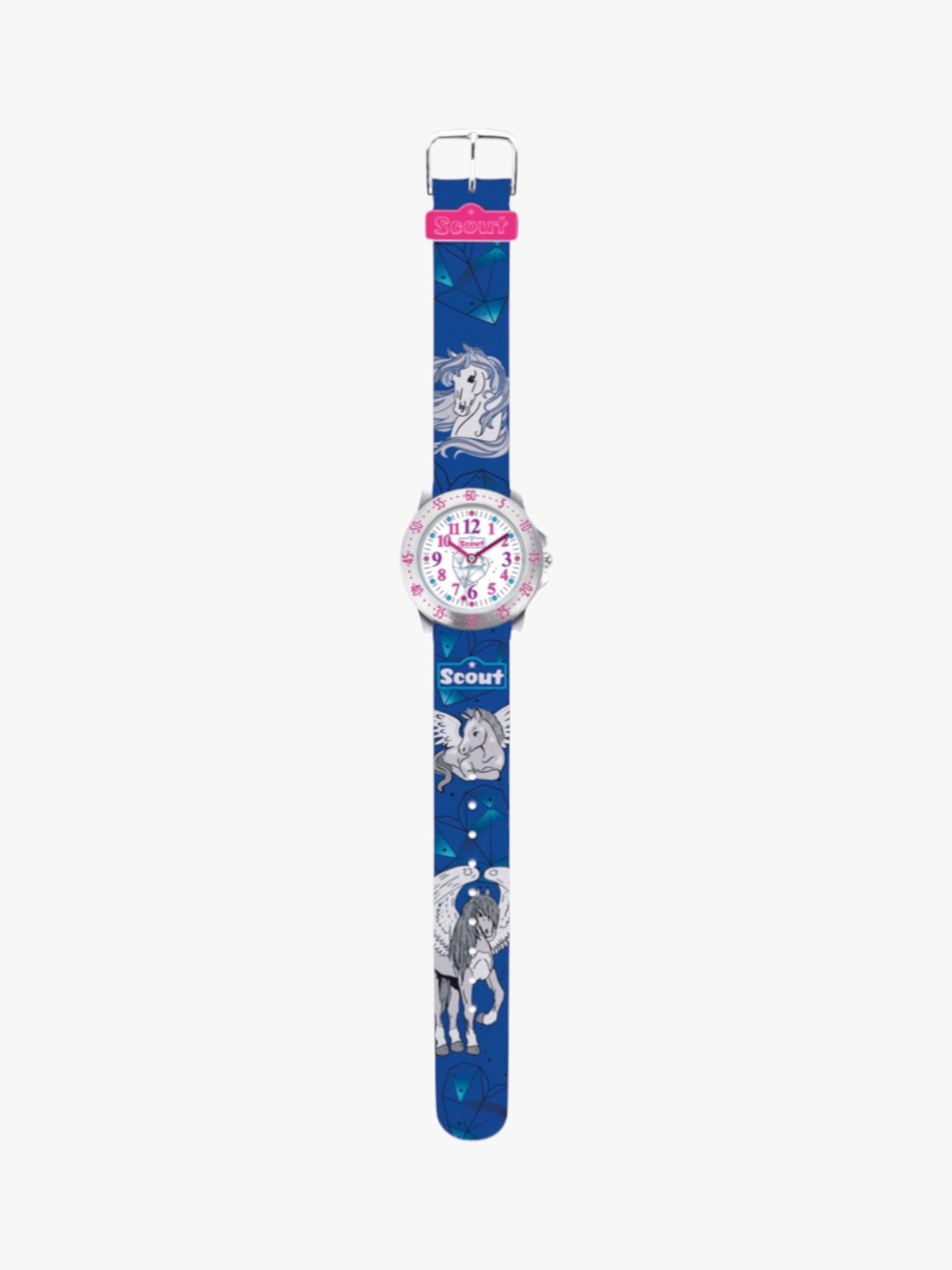 280378018 Kinderuhr blau mit Motiv Pegasus