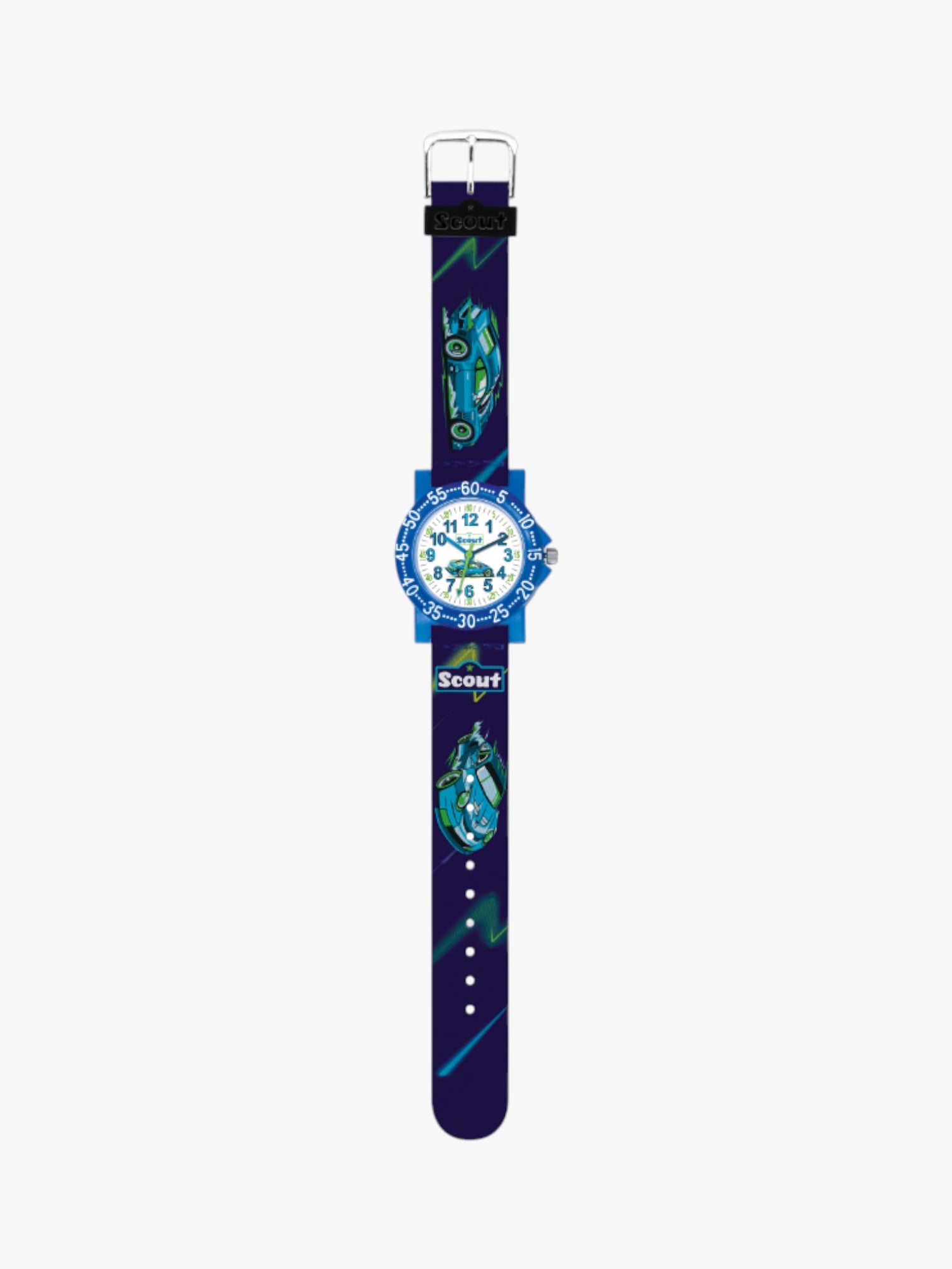 280375033 Kinderuhr mit Rennwagen Motiv