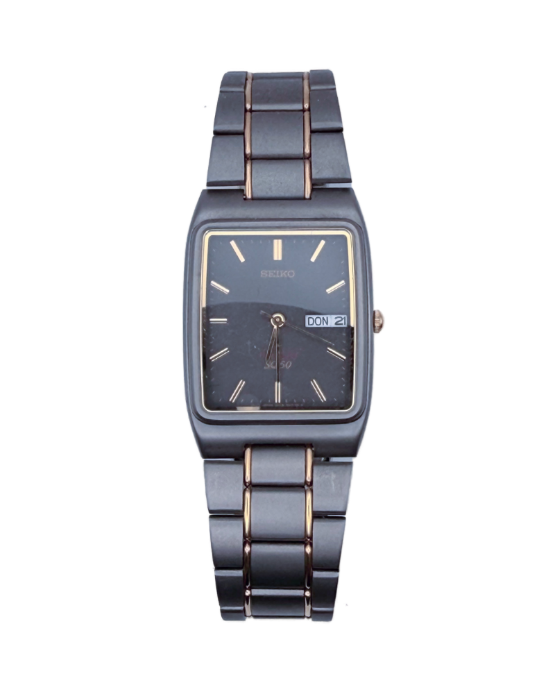 Titanium Square Day‑Date  – Schwarz, Gold‑Akzente