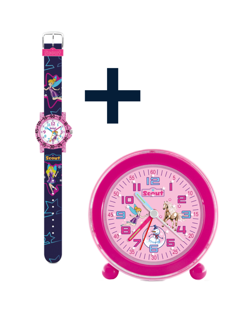 280375029 Kinderuhr + 280001038 Kinderwecker mit Elfen Motiv (2er-Set)