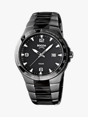 KRAHL Uhren & Schmuck Boccia Titanium Herrenuhr in Schwarz aus Reintitan mit Tachymeter-Lünette und Datumsanzeige