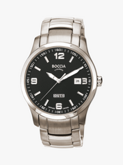 KRAHL Uhren & Schmuck Boccia Titan Herrenuhr mit schwarzem Zifferblatt, Saphirglas und Datumsanzeige