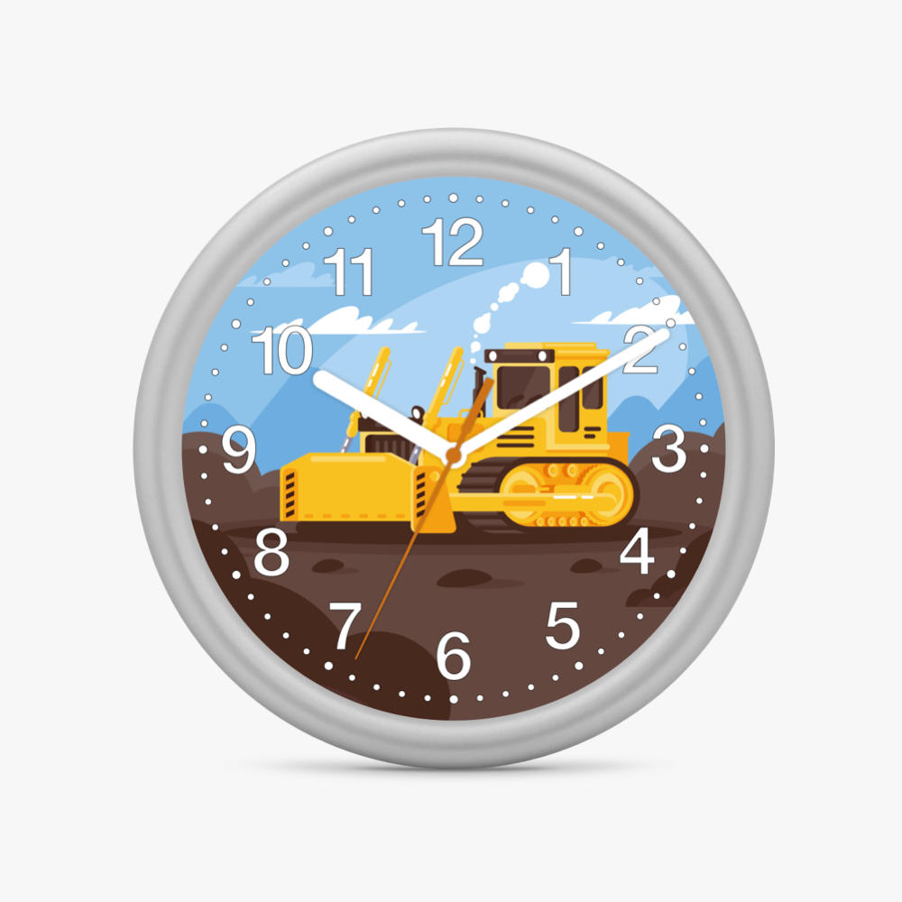04-82146-07 Children's wall clock with excavator motif