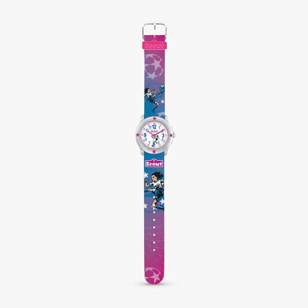 280393035 Kinderuhr pink mit Motiv Fußball