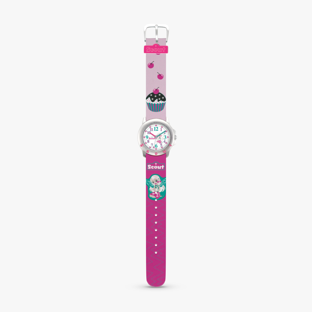 280393036 Kinderuhr pink mit Motiv Elfe