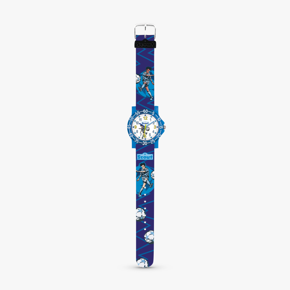 280375030 Kinderuhr blau mit Motiv Fußball