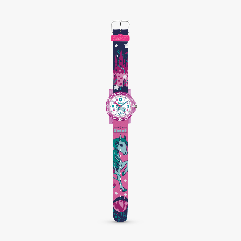 280375031 Kinderuhr pink mit Motiv Pferd