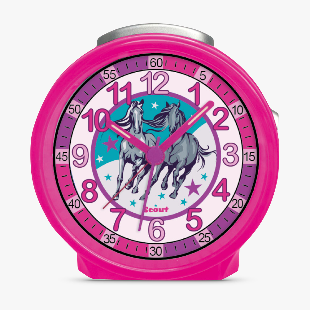 280001018 Children's alarm clock with horse motifs