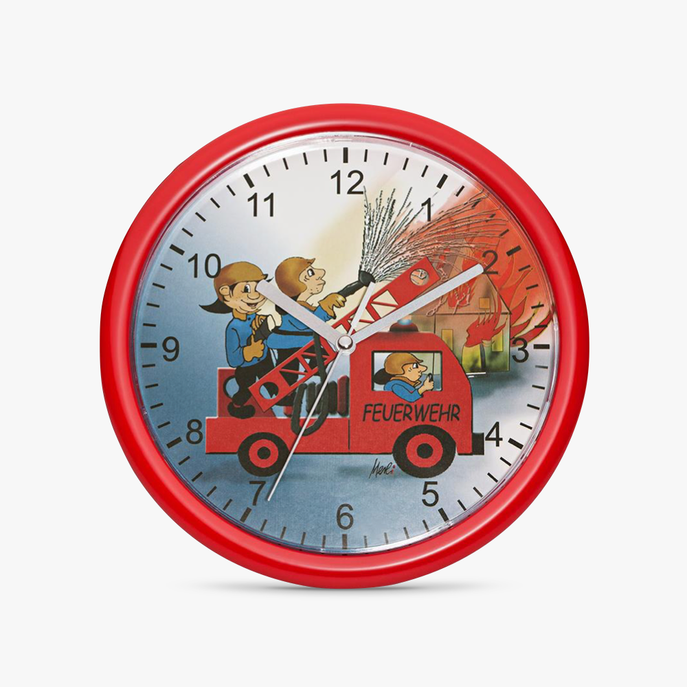 04-80025 Children's wall clock with fire department motif
