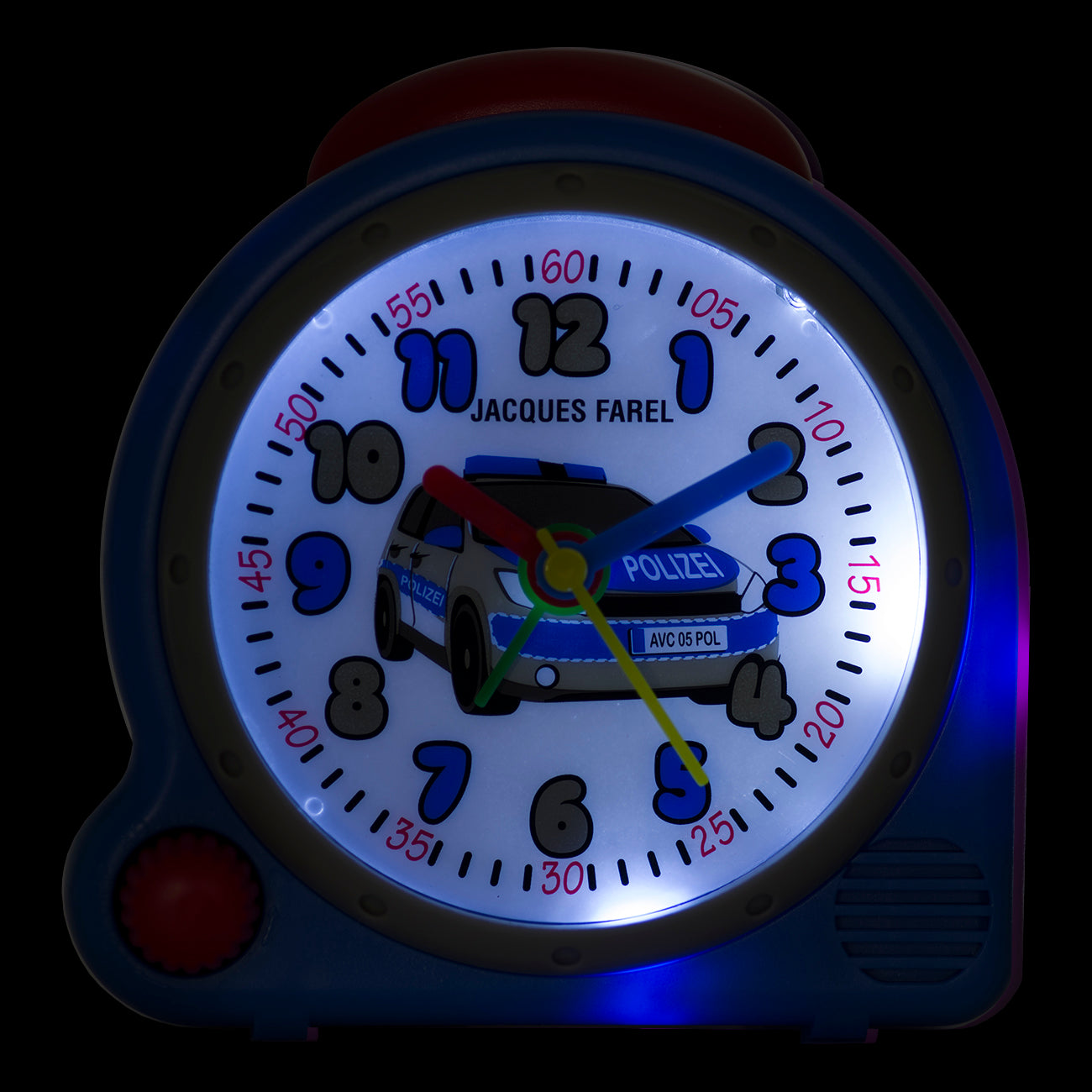 AVC05 children's alarm clock with police motif and LED lighting